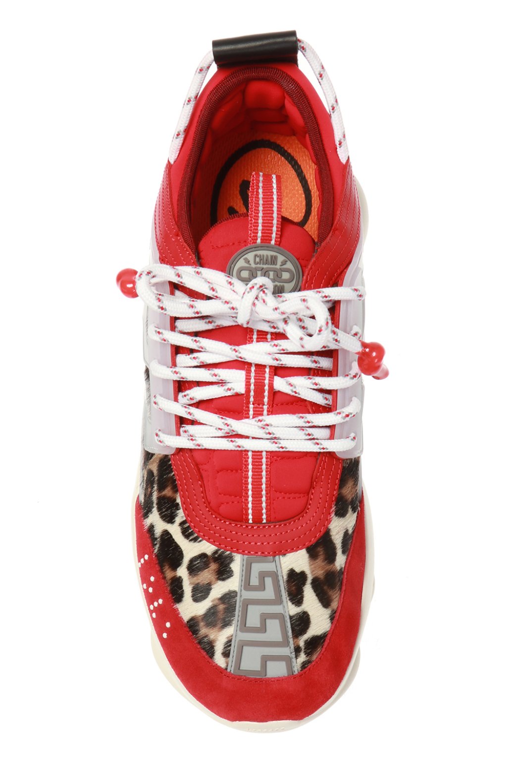 Chain reaction leather low trainers Versace Red size 44.5 EU in