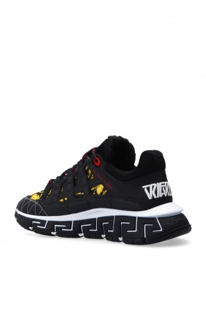 Versace Topman Sneakers di tela con suola spessa in gomma bianche