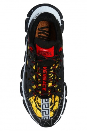 Versace Topman Sneakers di tela con suola spessa in gomma bianche