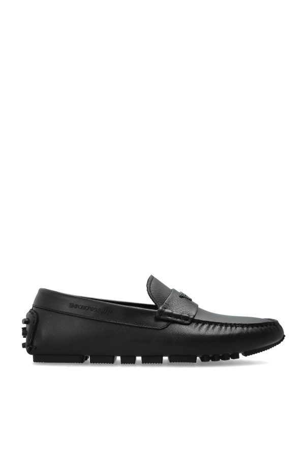 Emporio Armani Leather moccasins with logo