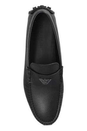 Emporio Armani Leather moccasins with logo