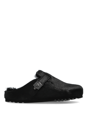Leather ‘Grace Fur’ slide clogs