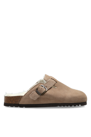 '‘Fae New F’' suede slides