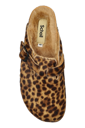 Scholl Brown leather '‘Fae New F’' slip-on mules