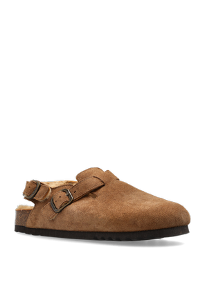 Scholl Suede backstrap slides ‘Fae Backstrap’