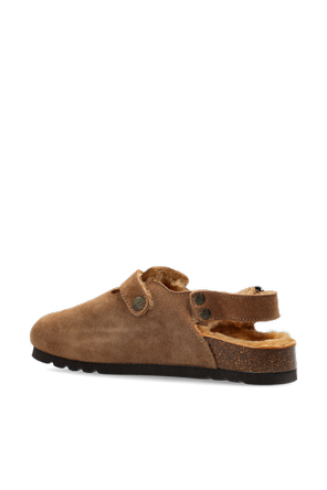 Scholl Suede backstrap slides ‘Fae Backstrap’