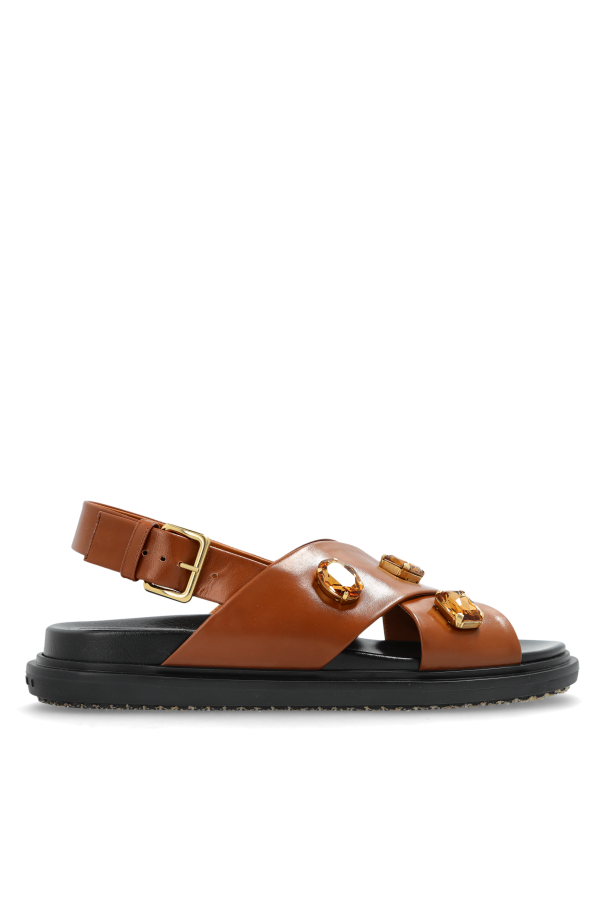 Leather sandals with shimmering embellishments od Marni