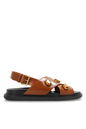 Leather sandals with shimmering embellishments
