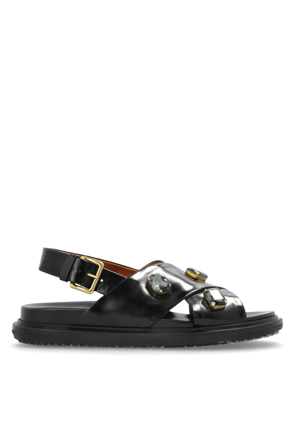Leather sandals with shimmering embellishments od Marni