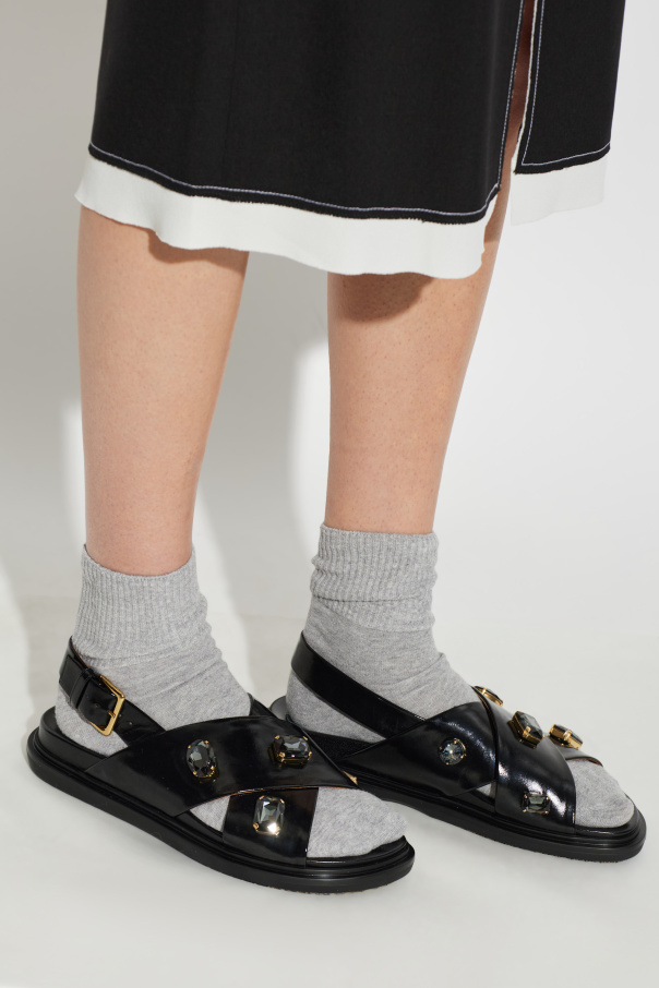 Marni Leather sandals with shimmering embellishments