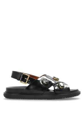Sandalias de cuero con aplicaciones brillantes