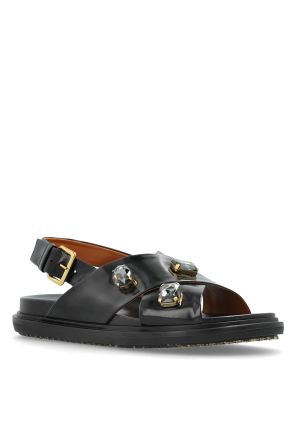 Marni Leather sandals with shimmering embellishments