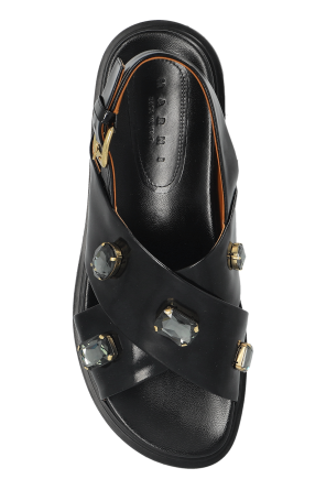 Marni Leather sandals with shimmering embellishments