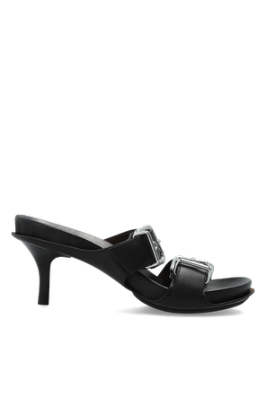 Leather heeled mules