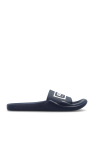 embellished logo slide sandals