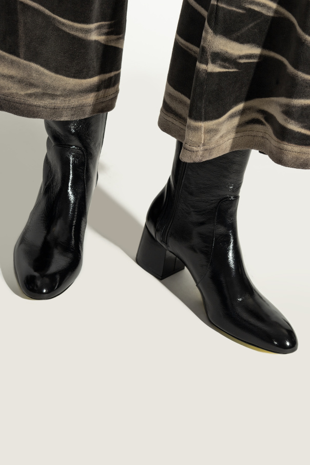 Stuart Weitzman Patent leather ankle boots 'Flareblock'