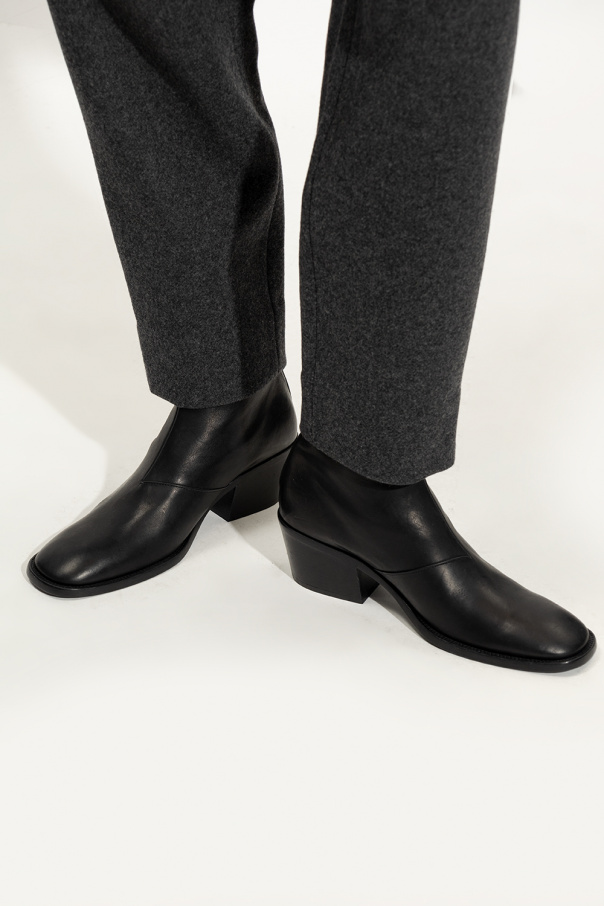 Acne Studios Square-toe Leather Ankle Boots in Black for Men