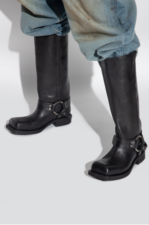 Leather knee-high boots with logo od Acne Studios