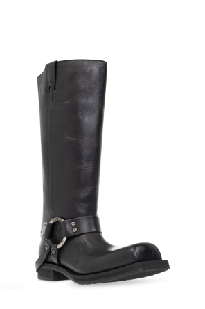Acne Studios Leather knee-high boots with logo