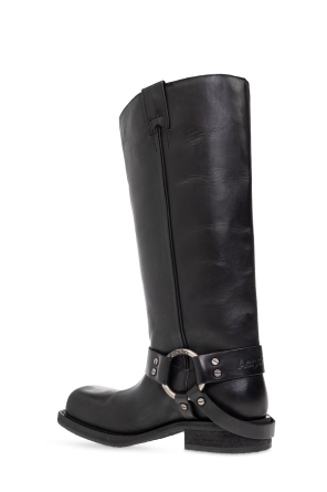 Acne Studios Leather knee-high boots with logo