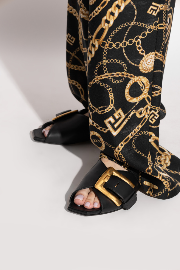 Balmain Leather slides with buckle