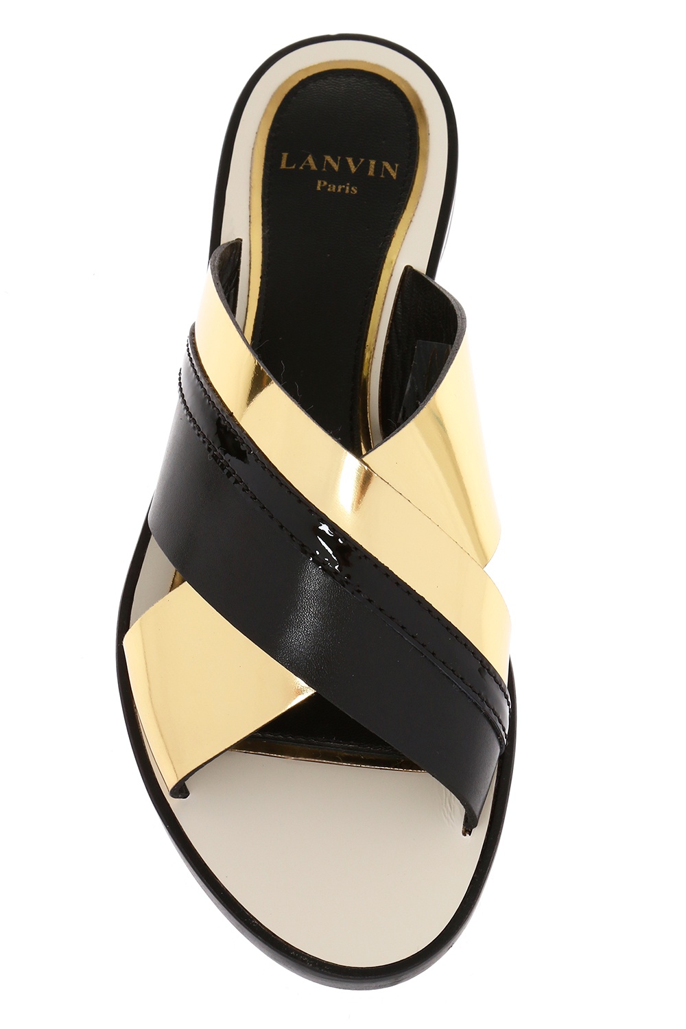 plast Sobriquette halvkugle Gold Leather slippers Lanvin - Vitkac HK