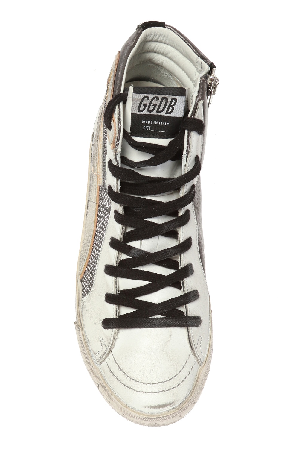 golden goose gunmetal shimmer slide