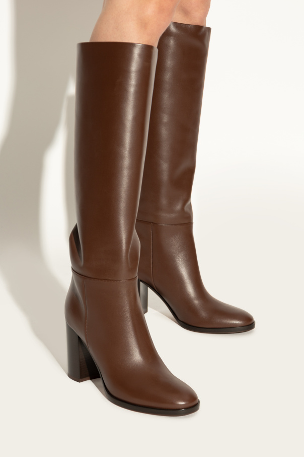 Gianvito Rossi Botas altas de piel con tacón 'Santiago'