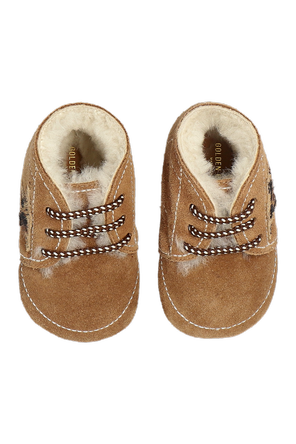 Golden Goose Kids Suede Baby Shoes ‘NEW BORN SNEAKER WITH EMBROIDERY’