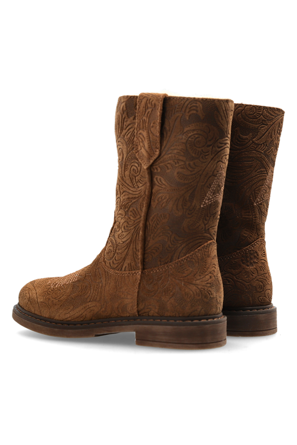 Golden Goose Kids Wish Star Ankle Boots With Embossed Flowers