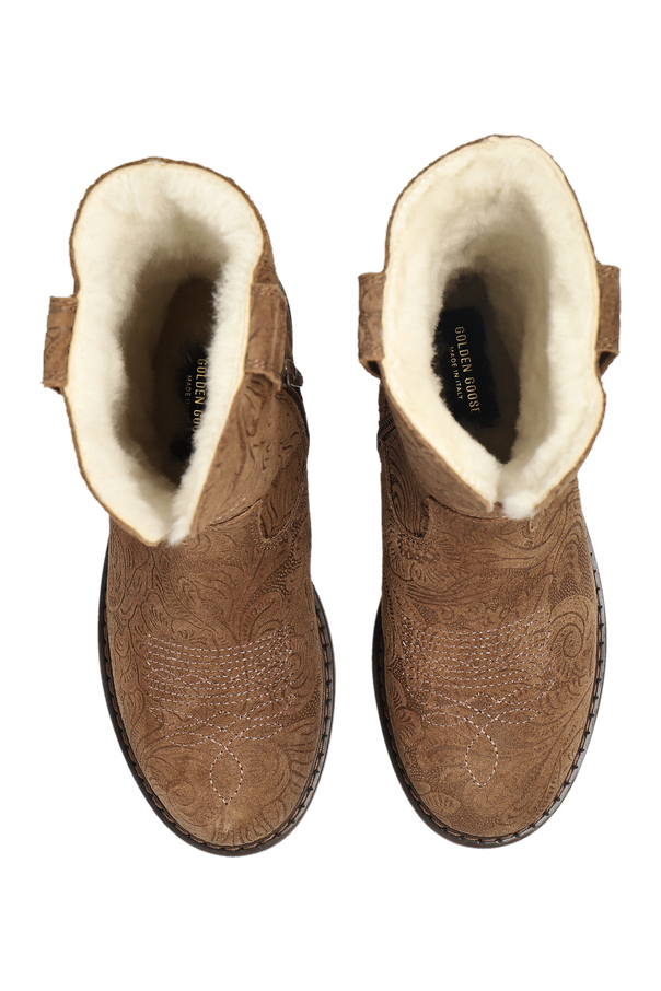 Golden Goose Kids Wish Star Ankle Boots With Embossed Flowers