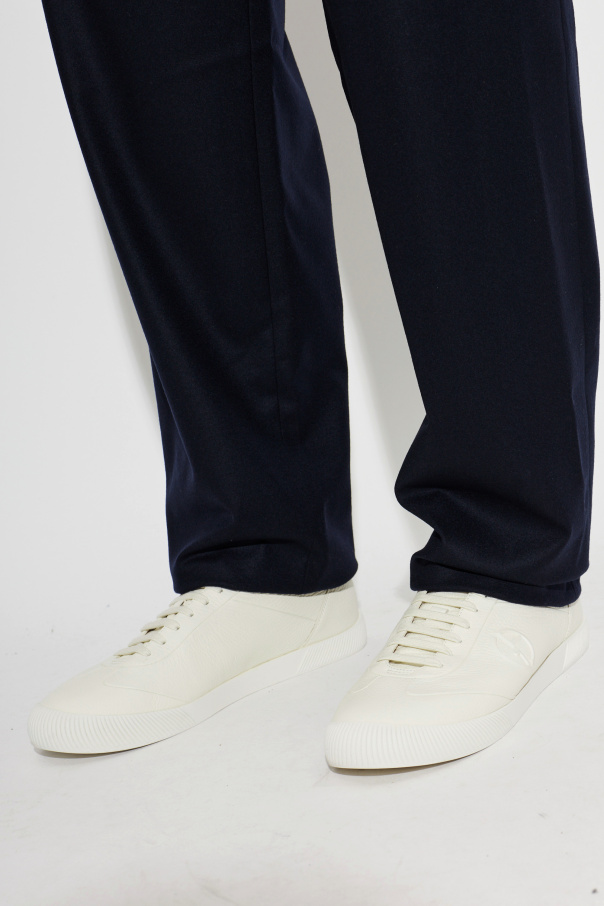 Giorgio Armani Leather sports shoes with embossed logo
