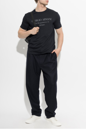 Giorgio Armani Leather sports shoes with embossed logo