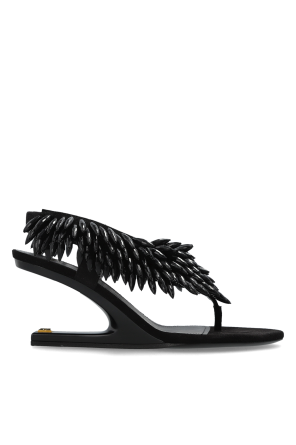 Wedge sandals with appliqués