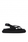 logo-embossed flatform sandals
