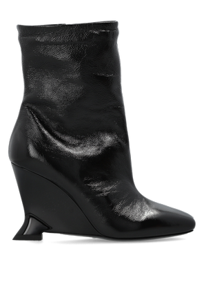Leather wedge ankle boots