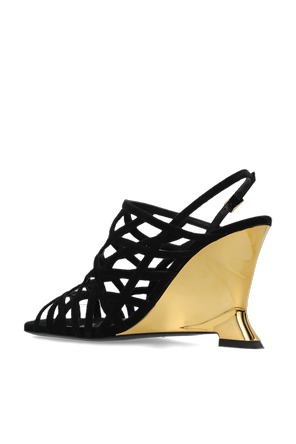 Balmain Suede wedge sandals