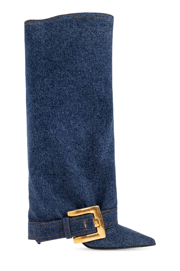 Denim heeled boots od Balmain