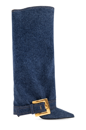 Denim heeled boots