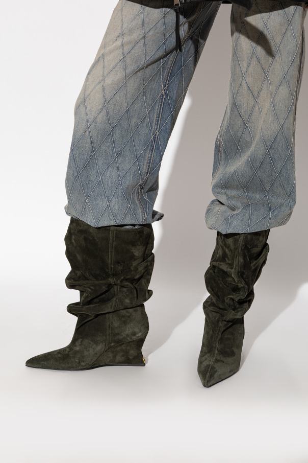 Balmain Wildleder-Stiefeletten mit Keilabsatz