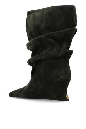 Balmain Wildleder-Stiefeletten mit Keilabsatz