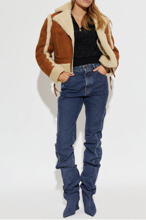 Balmain Jeansowe botki na koturnie