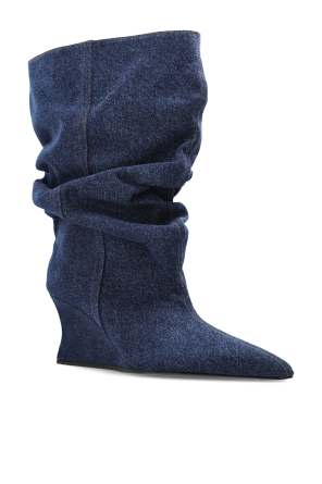 Balmain Jeansowe botki na koturnie