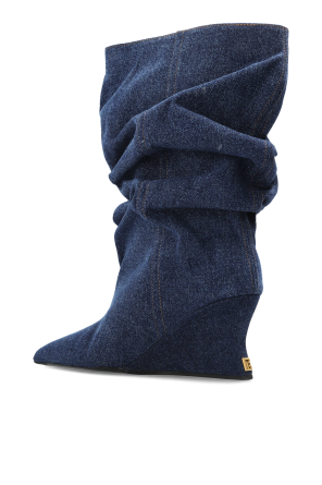 Balmain Jeansowe botki na koturnie