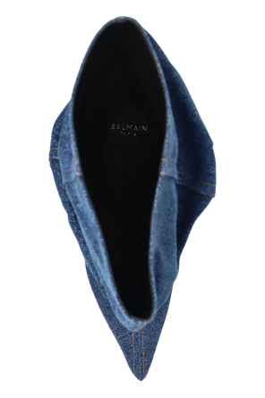 Balmain Jeansowe botki na koturnie