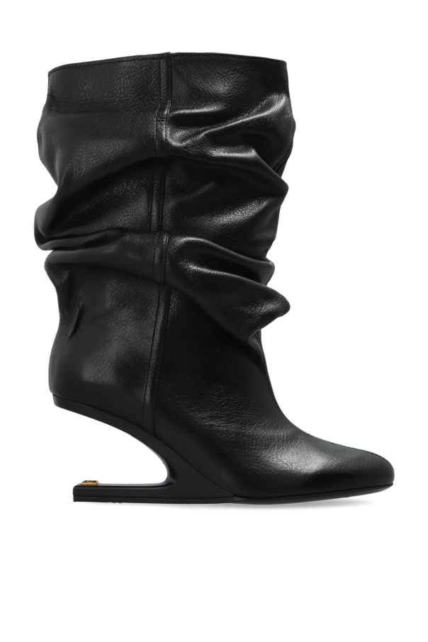 Leather wedge ankle boots od Balmain