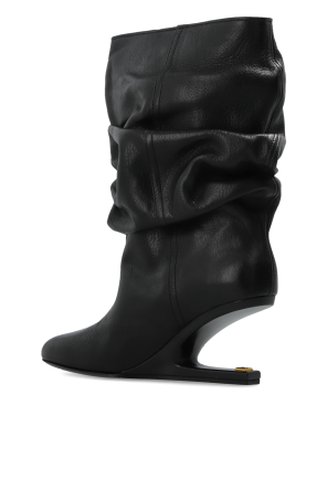 Balmain Leather wedge ankle boots