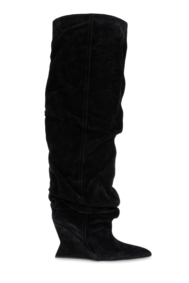 Suede wedge-heeled boots od Balmain