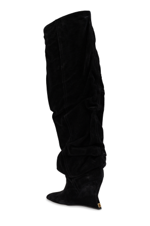 Balmain Zamszowe kozaki na koturnie