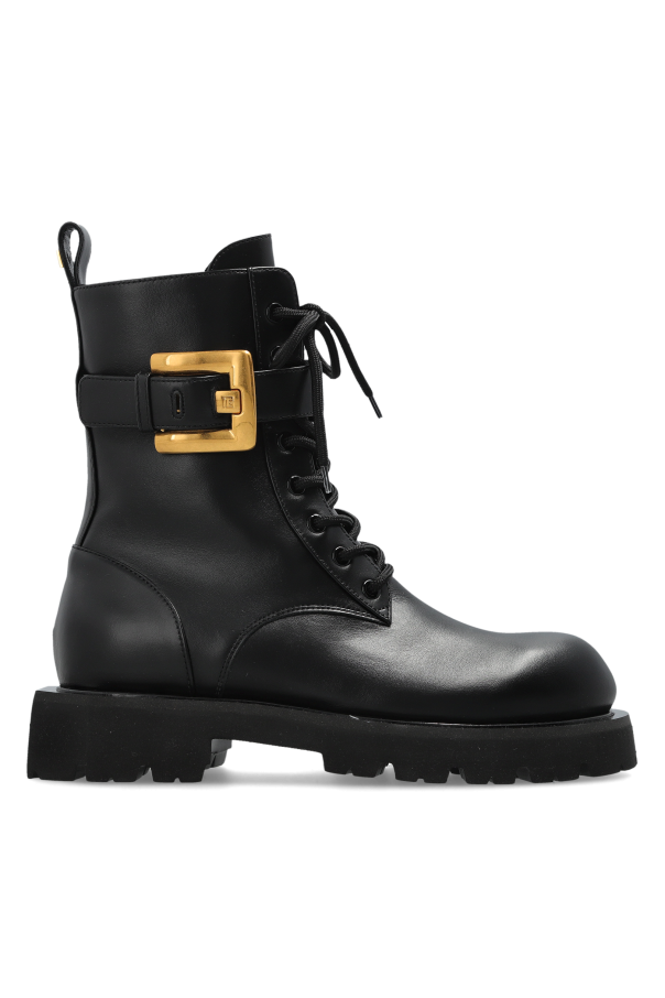 Leather ankle boots with a buckle od Balmain